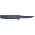 CRKT CEO Microflipper Folding Knife, black side view with partially open blade and textured handle