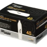 Sig Sauer CO2 Cartridge 12gr 40/ct, black retail box angled front and right side