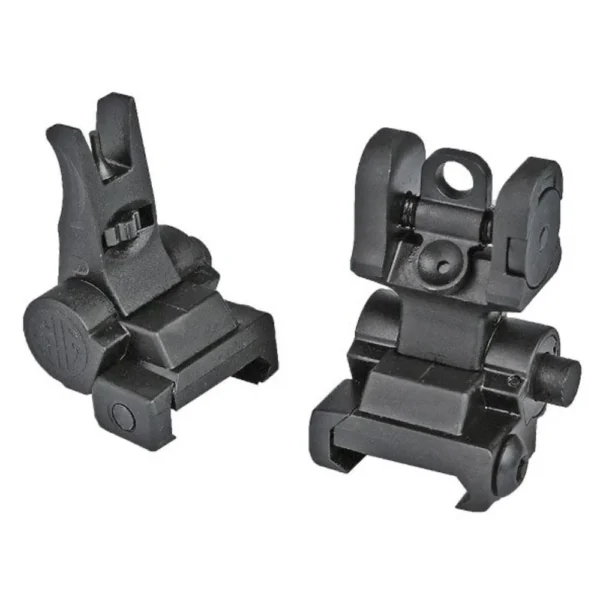 IRON SIGHT SET FLIP UP M1913 RAIL black front and rear sights in three-quarter view