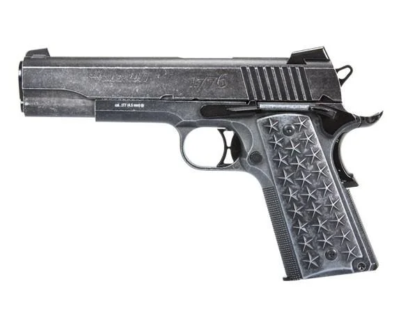 primary-41834 Sig Sauer 1911 WE THE PEOPLE BB Air Pistol, black right-side view with star-pattern grip