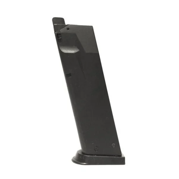Sig Sauer Airsoft Proforce P229 magazine, black angled side view with extended baseplate