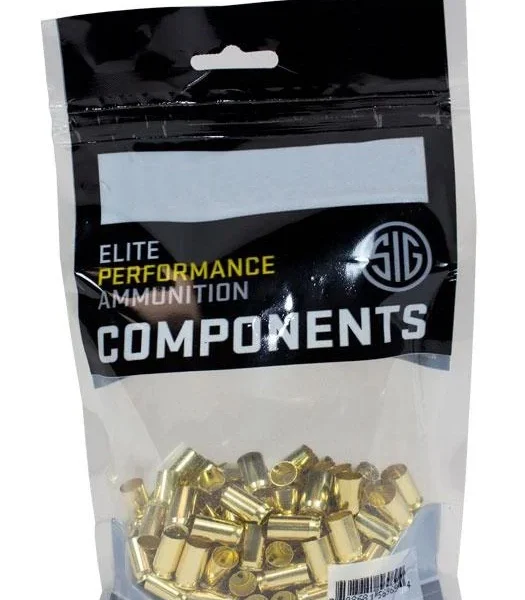 Sig Sauer Unprimed Handgun Brass Cartridge Cases 10mm Auto in clear black retail pouch