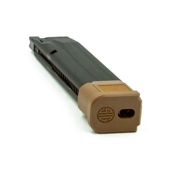 Sig Sauer M17 Proforce green gas airgun magazine, angled view with FDE baseplate