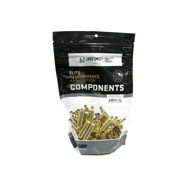 Sig Sauer Unprimed Brass Rifle Cartridge Cases 6mm Creedmoor 50/ct, brass cases in clear pouch