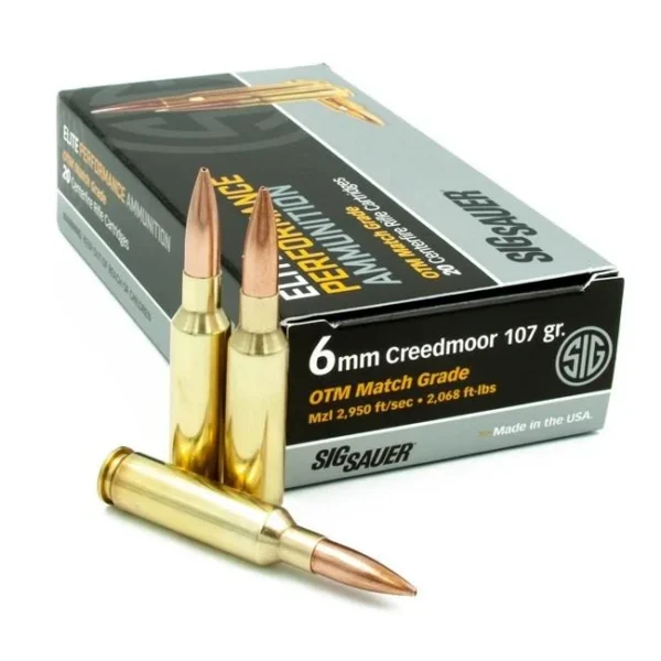 Sig Sauer AMMO 6MM CREEDMOOR 107gr ELITE MATCH GRADE OTM 2950 fps20/ct