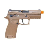 Sig Sauer Proforce M18, coyote tan left-side view with orange muzzle tip and accessory rail
