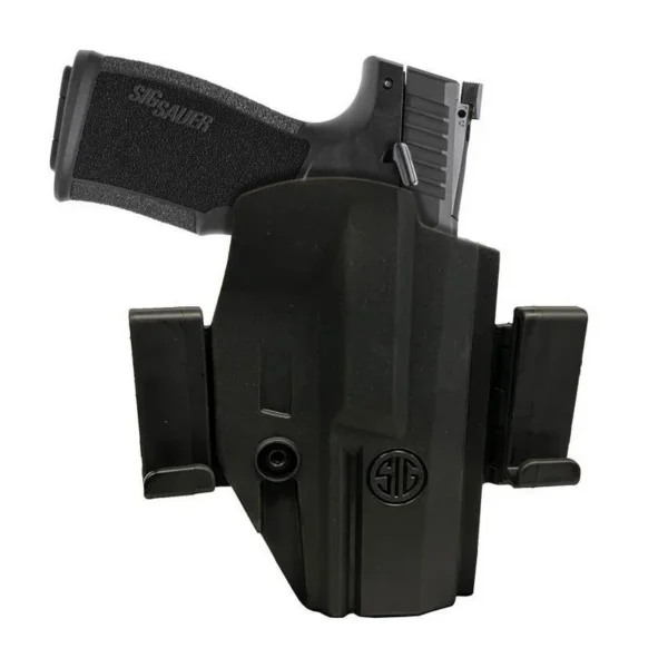 Sig Sauer P322 Holster black, front view with handgun inserted and belt clips visible