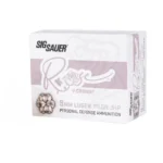 Sig Sauer ROSE Handgun Ammunition, white and pink box with rose graphic, front angled view