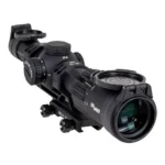 Sig Sauer Tango-MSR Rifle Scope, black angled front view with mount and adjustment turrets