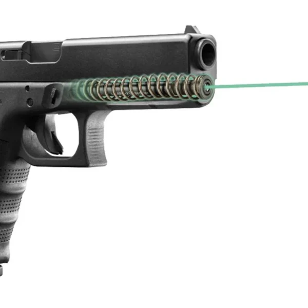 Laser Max Inc. FOR GLOCK 22 GENERATION 4 - GREEN, black pistol side view with green laser beam