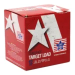 TRZ Trading Target Load red shotshell box, front and left-side view with white stars