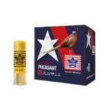 PPU Stars & Stripes Pheasant Load Shotshells, yellow shell beside red, white and blue box