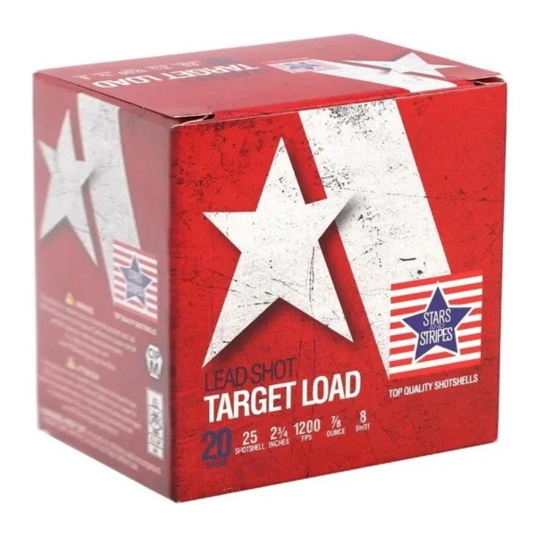 TRZ Trading Inc. Star and Stripes Target Load Shotshells 20ga 2-3/4" 7/8oz #8 1200 fps 25/ct