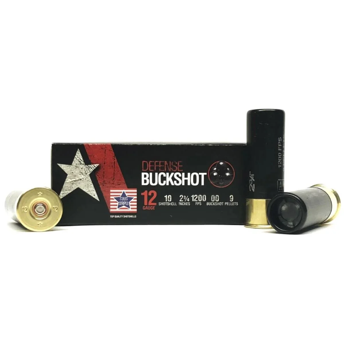 primary-41949 TRZ Trading Inc. PPU Stars & Stripes Defense Buckshot box with three black shotshells