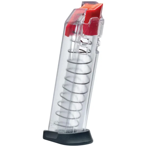 Chiappa CBR9 Handgun Magazine 9mm Luger 10/rd, clear body with visible spring and red follower