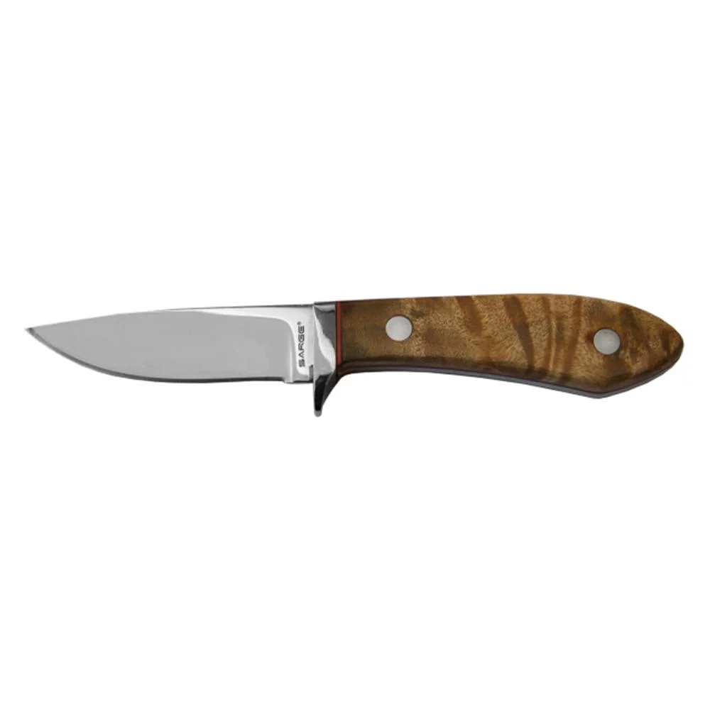 primary-41987 Sarge Knives TK Bird Knife, right-side view with silver drop-point blade and brown handle