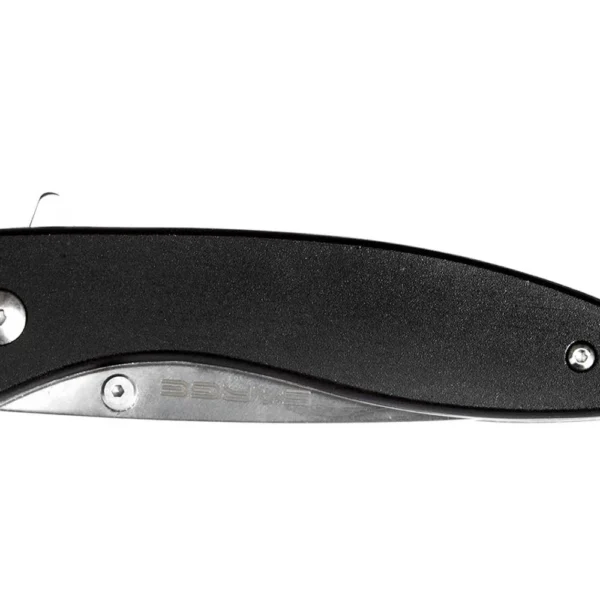 Sarge Knives Black Brushed Swift Assist folding knife, closed right-side view with black handle