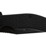 Sarge Knives Shadow, closed black folding knife with textured handle, side view