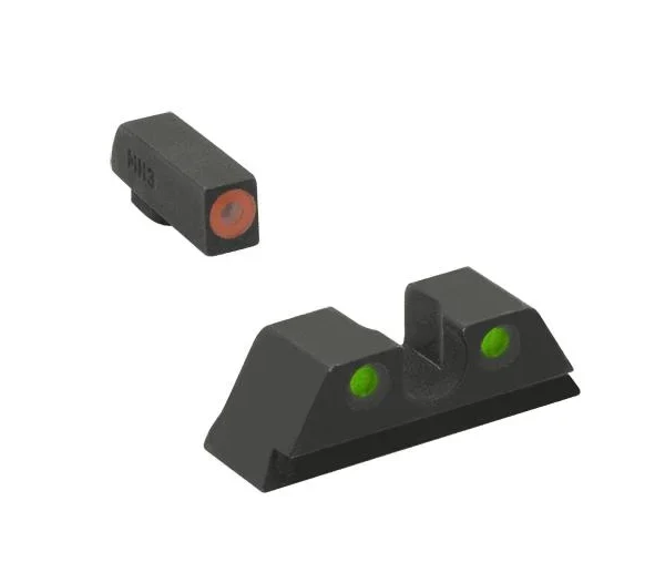 Meprolight ML41221 sights, black front and rear set with orange front ring and green rear dots