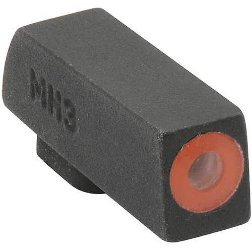 Meprolight ML47787 Hyper-Bright Front Sight, black sight with orange ring, angled front view
