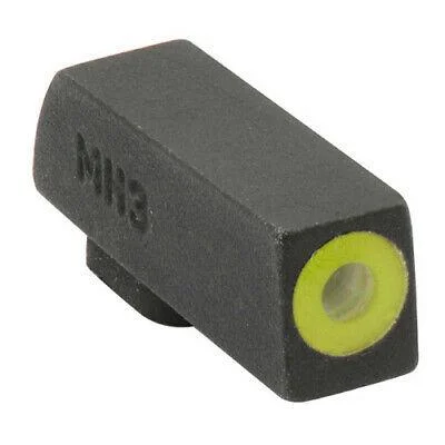 Meprolight ML41218 Hyper-Bright Front Sight, angled view of black sight with yellow front ring