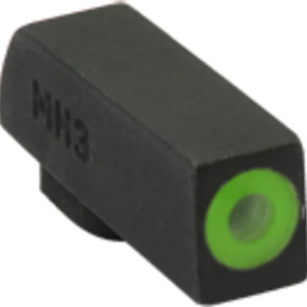 Meprolight ML41230 Hyper-Bright Front Sight, black angled view with bright green front ring