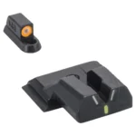 Meprolight Sights Meprolight Hyper Bright V-Sight Fixed Pistol Set for S&W M&P Shield Green with Orange Front
