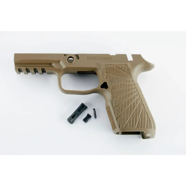 Wilson Combat Grip Module for Sig Sauer P320 Compact, tan right-side view with black parts