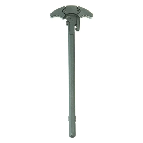 Troy Gas Divert Charging Handle, black ambidextrous charging handle in top view