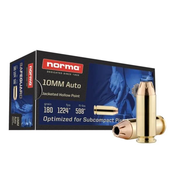 Norma Ammunition Norma Safeguard Handgun Ammunition 10mm Auto 180gr JHP 1224 fps 50/ct