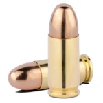 Norma Rival Competition Subsonic Rifle Ammunition, two brass cartridges with copper bullets