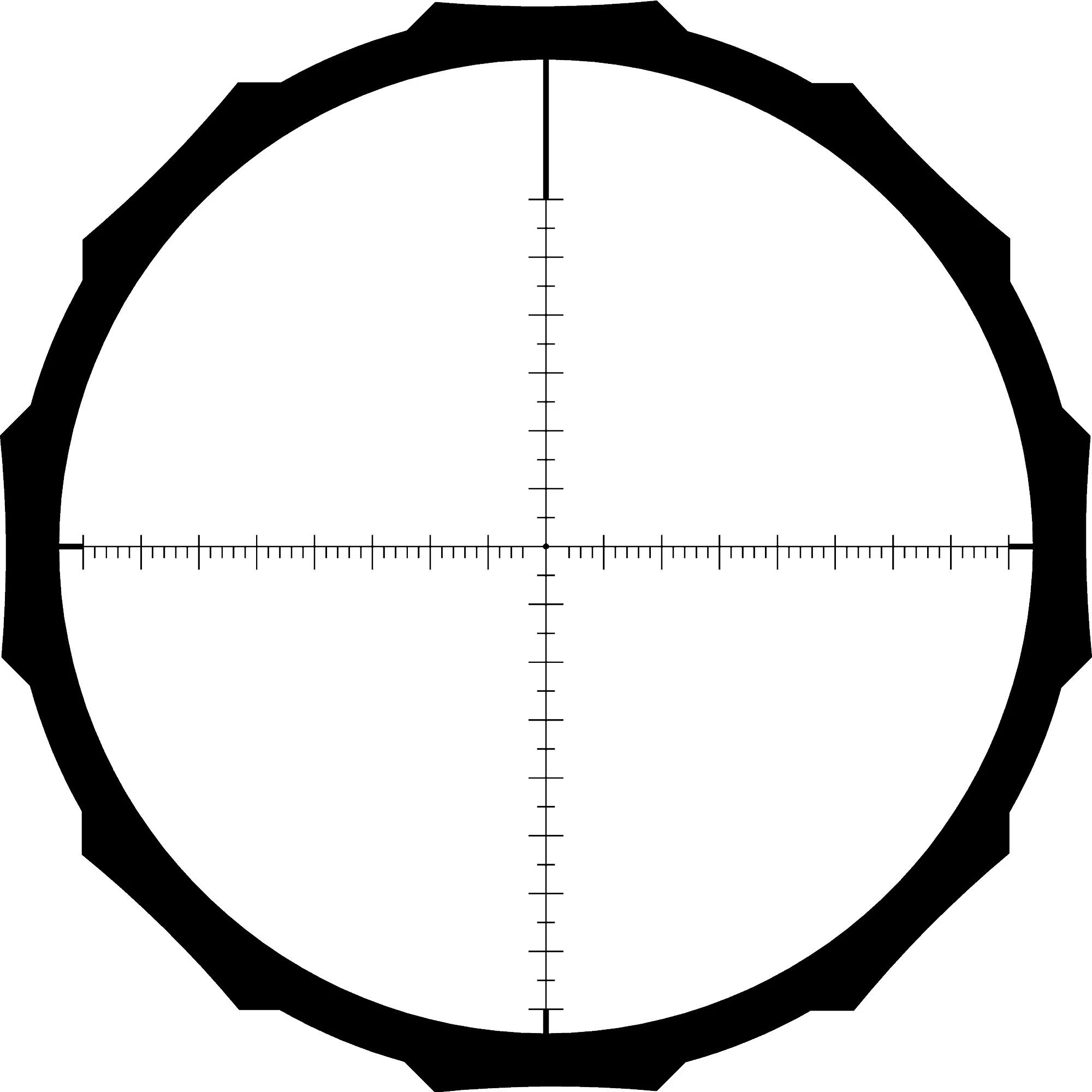 primary-42150 Crimson Trace Hardline Rifle Scope, circular reticle view with crosshairs and hash marks