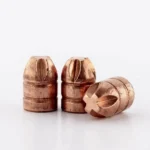Lehigh .400 caliber 140gr Xtreme Penetrator bullets, three copper projectiles, close-up view