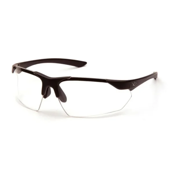 Pyramex Drone 2.0 Shooting Glasses black frame with clear wraparound lens, front view