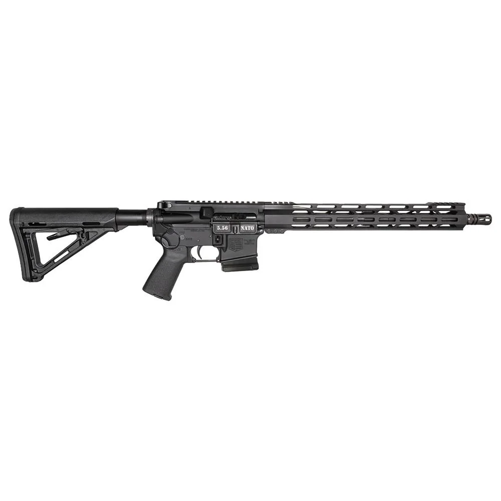 primary-42219 Diamondback DB15 Rifle, left-side view in black with adjustable stock, magazine and handguard