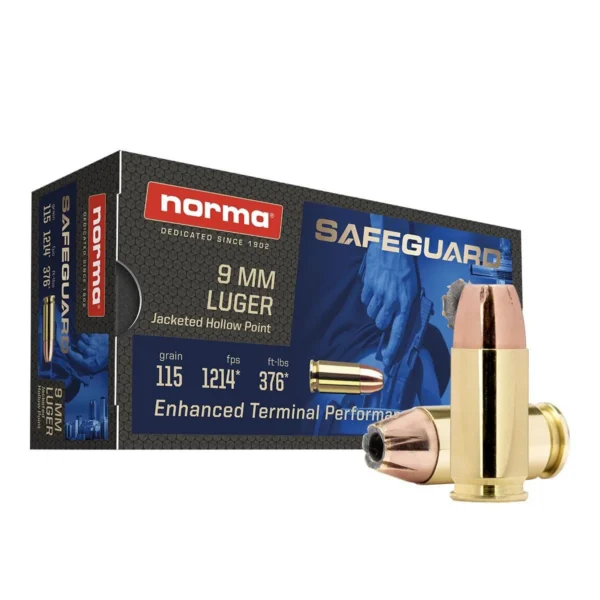Norma Ammunition Norma Safeguard Handgun Ammunition 9mm Luger 115gr JHP 1214 fps 50/ct