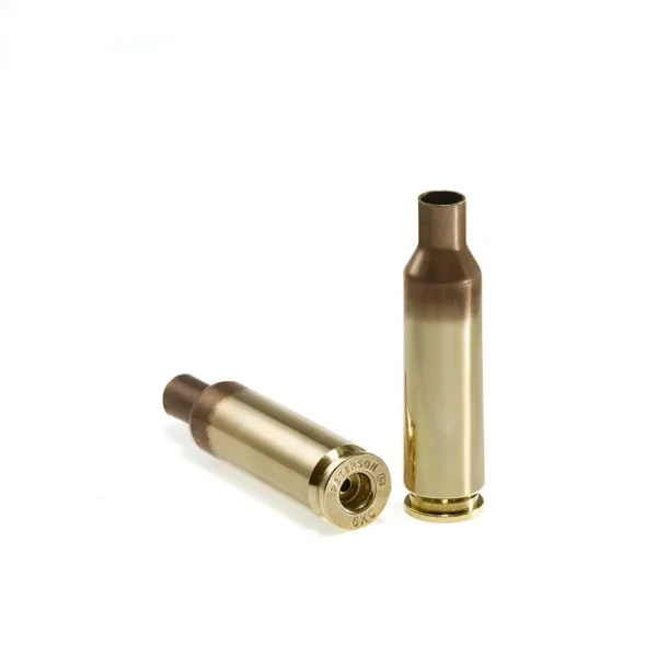 Peterson LRP Unprimed Brass 6XC, two brass cases shown upright and on side