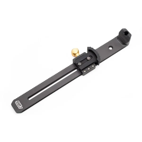 Area419 ARCALOCK 14-inch Universal Barricade Rail Kit, black top view with clamp and brass knob