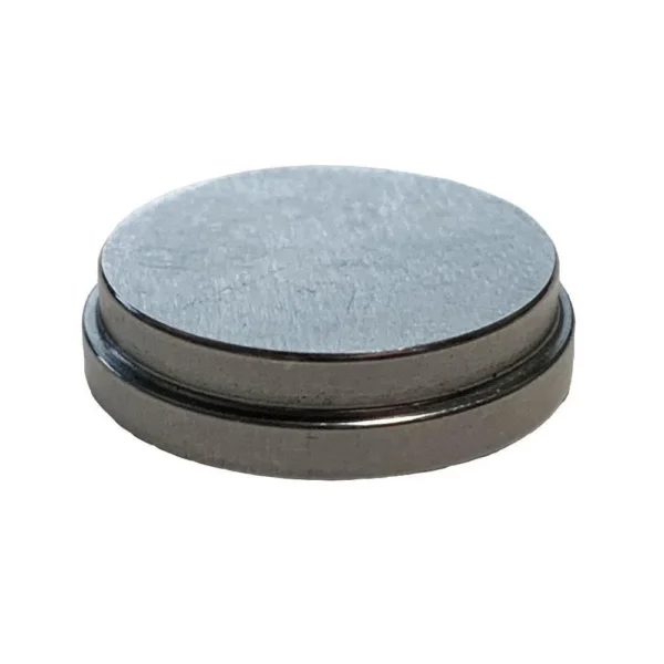 Area419 Zero Press Bullet Seating Plate, round silver metal plate in angled top view