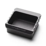 Area419 Area 419 Zero Bullet Tray, black square tray with silver scalloped rim, top view
