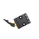 Area419 Arcalock QD Clamp, black angled view with lever, mounting holes and gold hardware