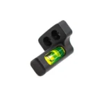 Area419 Fixed Scope Level in black, angled view with green liquid vial and mounting holes