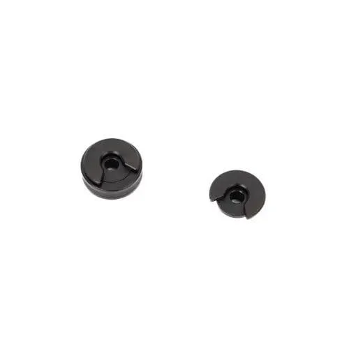 Area419 Area 419 M-Series Shellholders, two black circular shellholders, angled top view