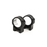 Area419 Hunt Scope Rings, two black rings with silver inner surfaces, angled view