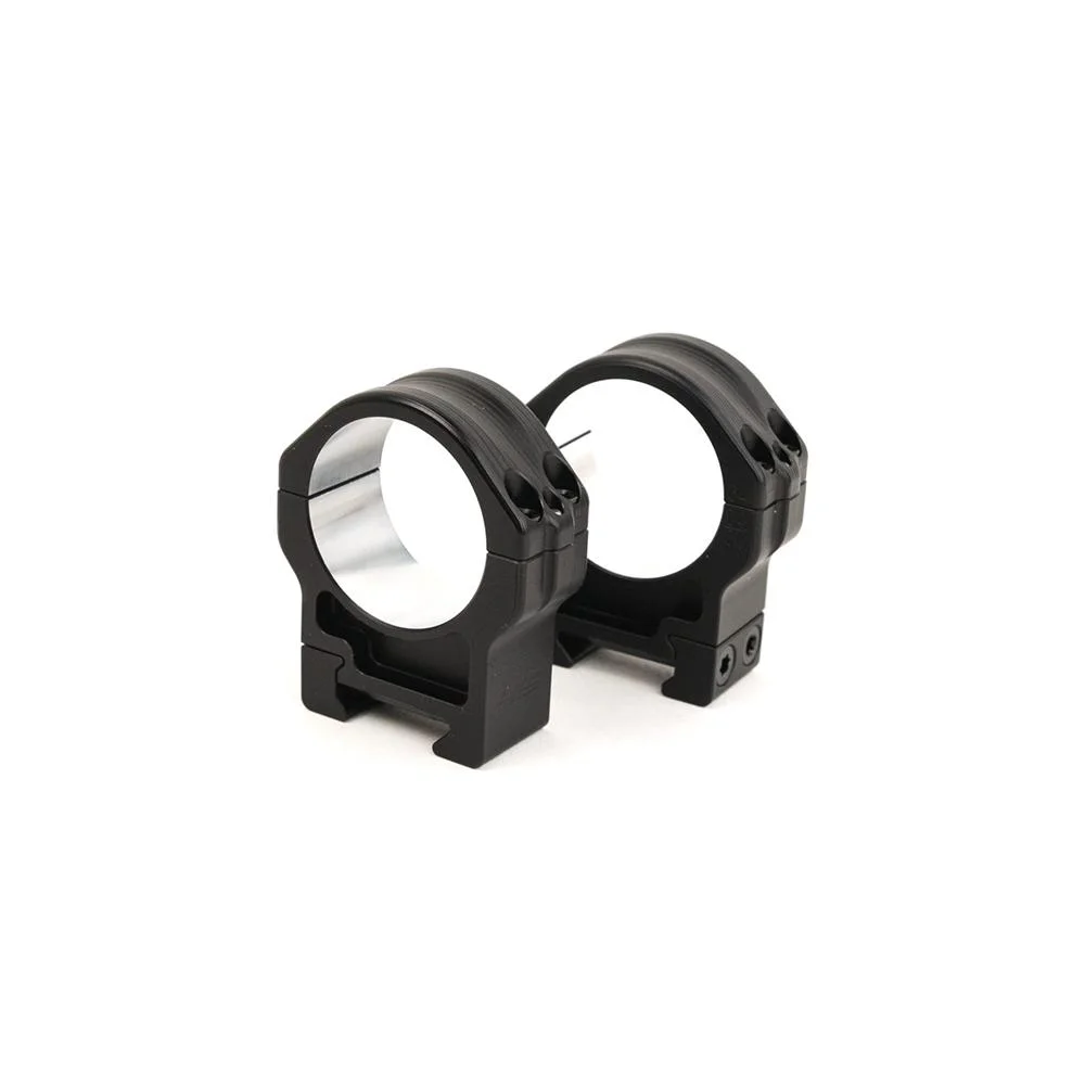 primary-42400 Area419 Hunt Scope Rings, two black rings with silver inner surfaces, angled view