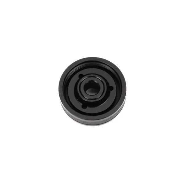 Area419 M Series Shellholder Zero Press 308, top view of round black and silver shellholder