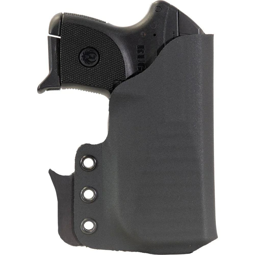 primary-42462 Mission First Tactical Pocket Holster for Ruger LCP Black Ambi, front view holding black pistol