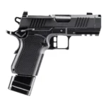 Alpha Foxtrot AF1911-ROMULUS, black handgun left-side view with textured grip and extended magazine