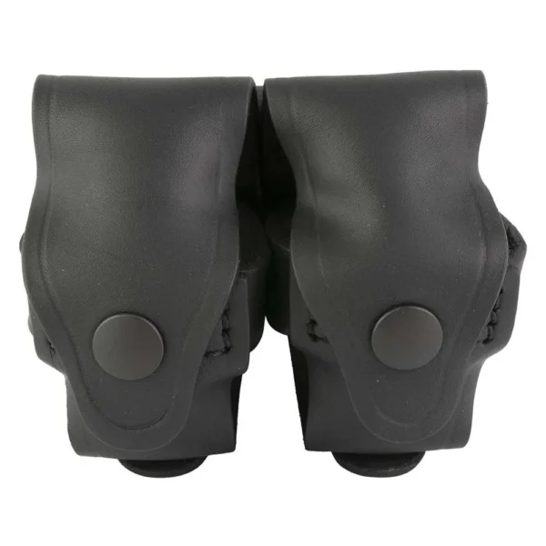 1791 Revolver Speed Loader Double Carrier, black front view with two snap-flap pouches