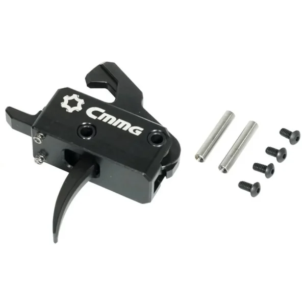 CMMG ZEROED Drop-In Rifle Trigger, black trigger unit with silver pins and screws